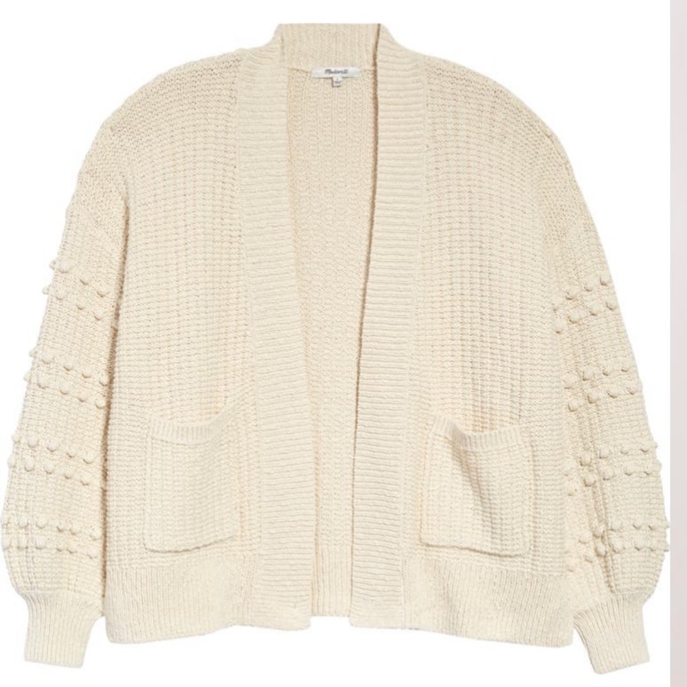 Madewell Bobble Cardigan Sweater in Antique Cream NWT